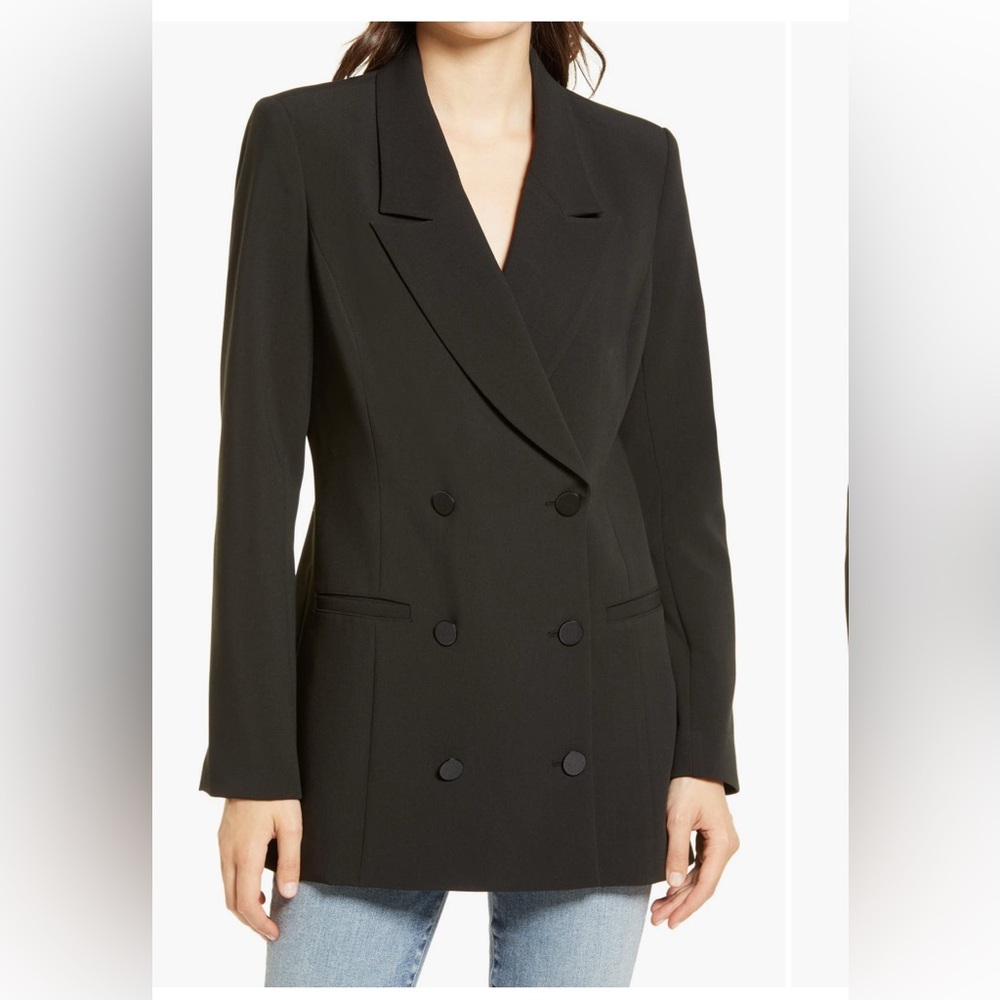 VGUC Good American Black Double-Breasted Blazer Size S